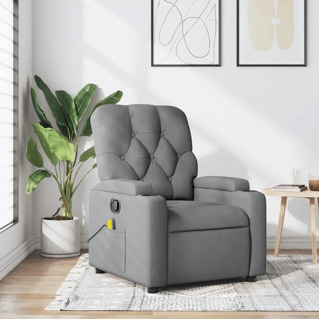 Grey Fabric Massage Recliner Chair with Manual Recline
