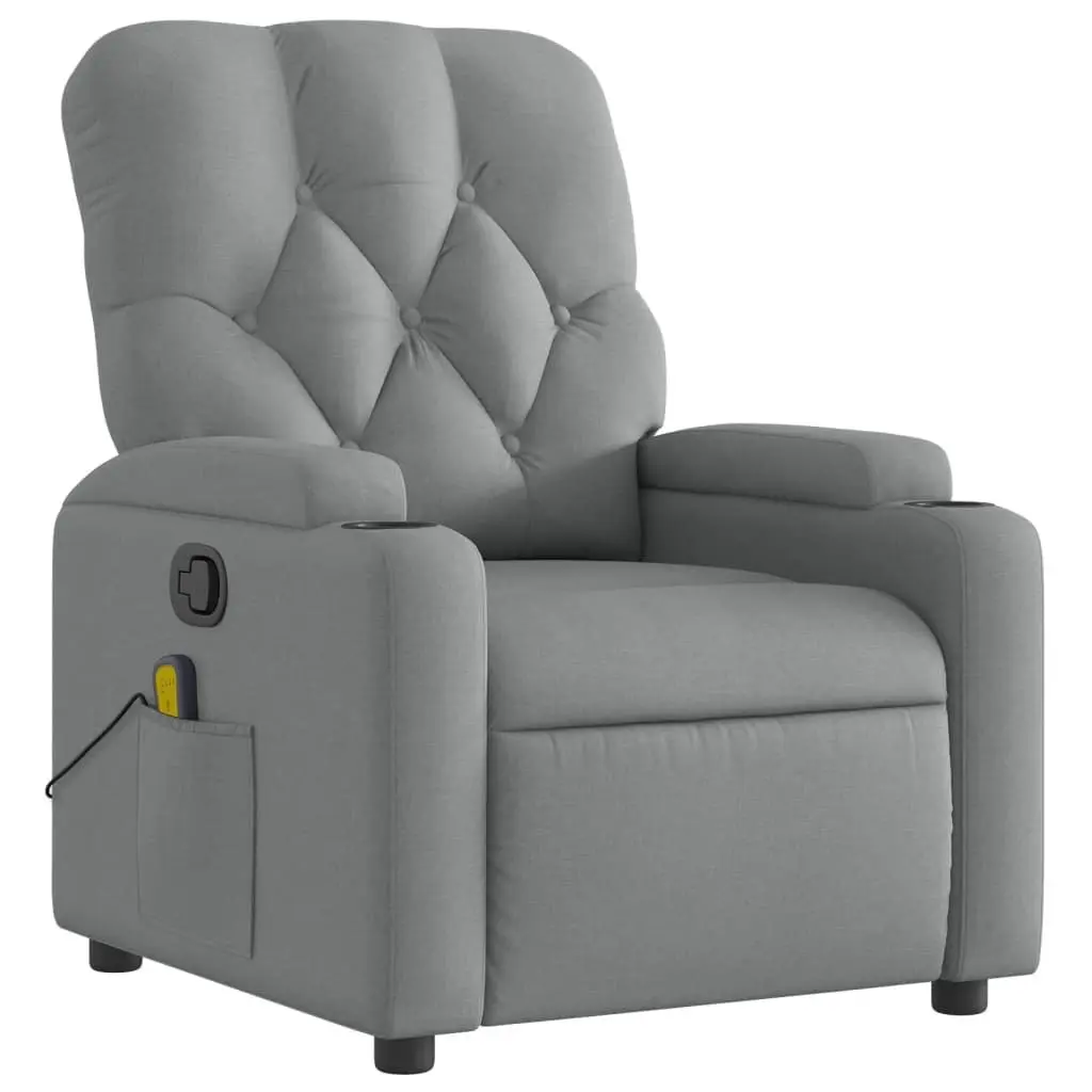 Grey Fabric Massage Recliner Chair with Manual Recline
