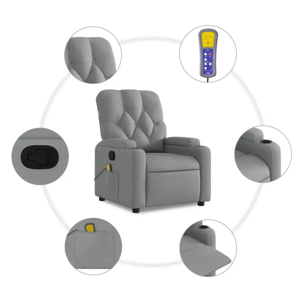 Grey Fabric Massage Recliner Chair with Manual Recline
