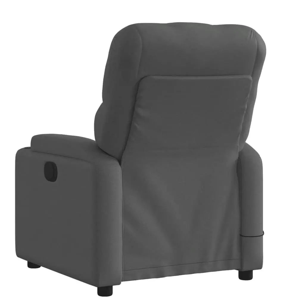Massage Recliner Chair Grey Fabric Manual Reclining Armchair with Vibration 135 Degrees Tilt 6 Massage Points