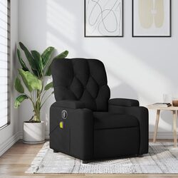 Massage Recliner Chair Black Fabric Manual Recline Vibration Armchair Lounge