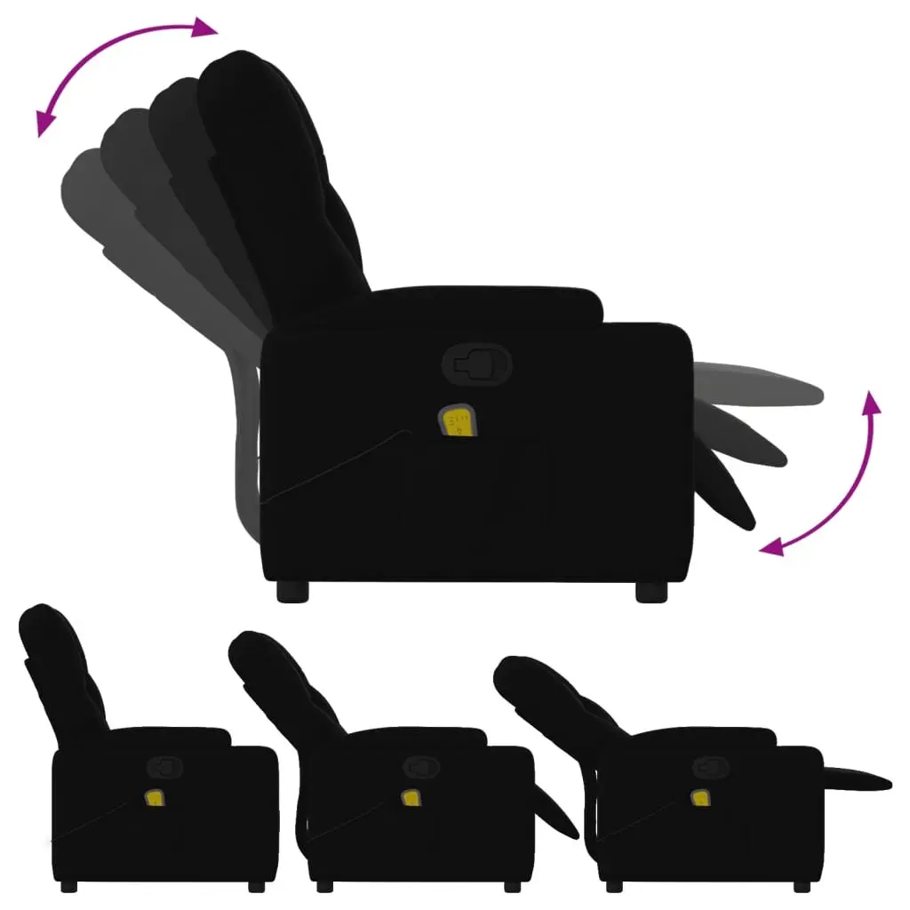 Massage Recliner Chair Black Fabric Manual Recline Vibration Armchair