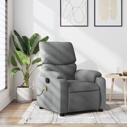 Massage Recliner Chair Grey Fabric Manual Recline Armchair Vibration Relaxation