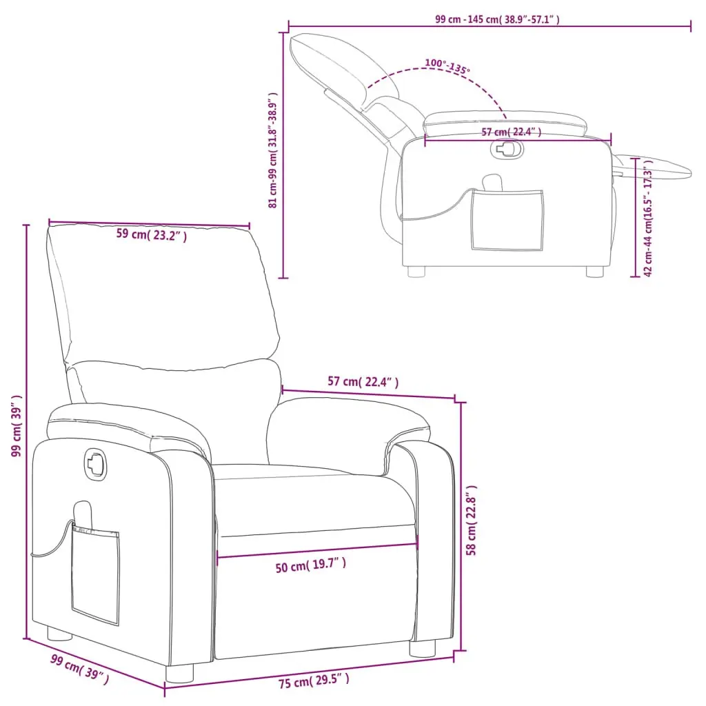 Grey Fabric Massage Recliner Chair with Vibration
