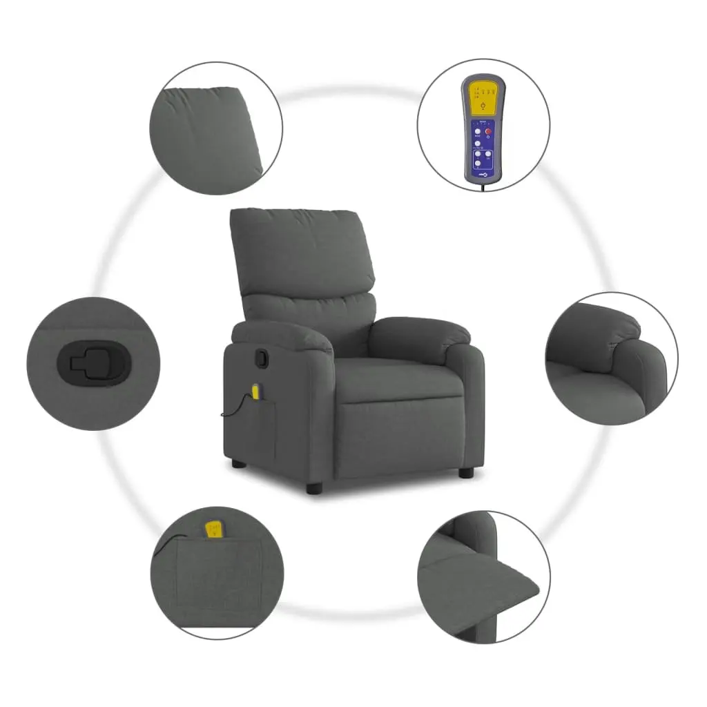 Grey Fabric Massage Recliner Chair with Vibration