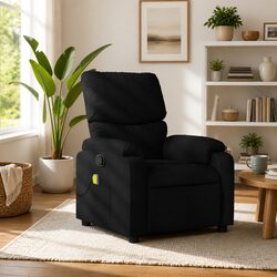 Comfortable Black Fabric Massage Recliner Armchair