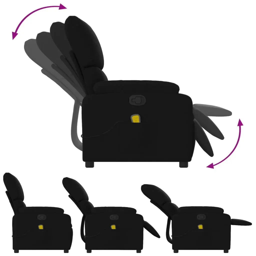 Massage Chair Recliner Adjustable Manual Black Fabric 6 Vibration Points