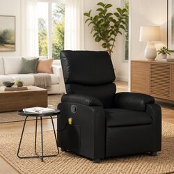 Black Faux Leather Massage Recliner Chair with Vibration