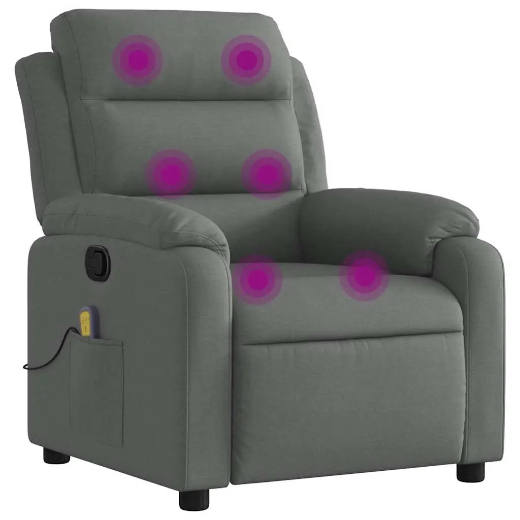Grey Fabric Massage Recliner Chair