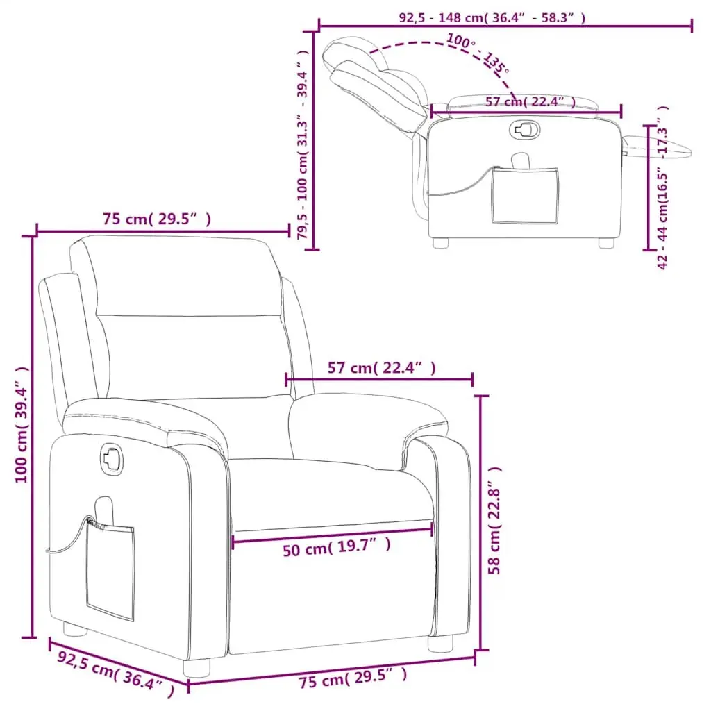 Grey Fabric Massage Recliner Chair