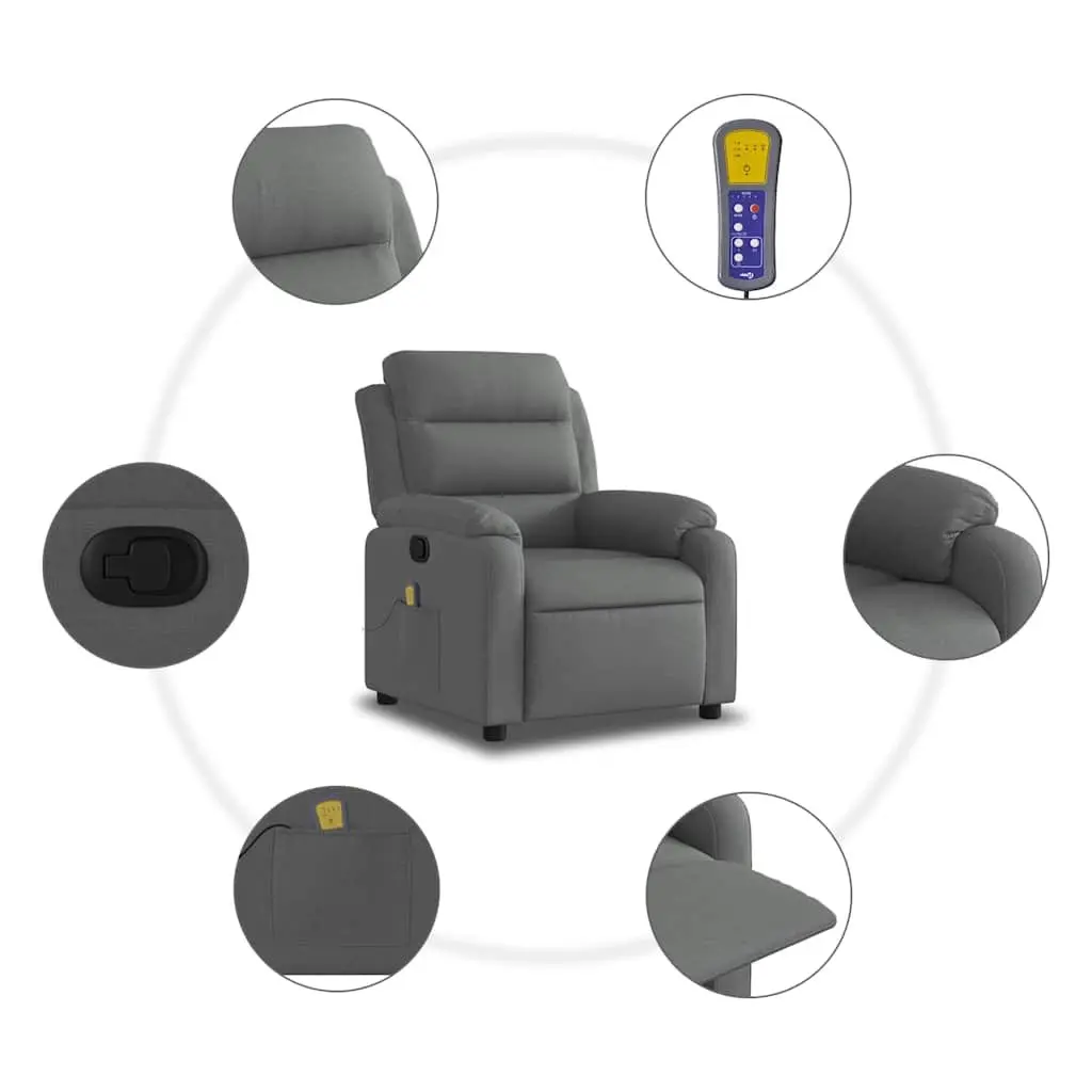 Grey Fabric Massage Recliner Chair