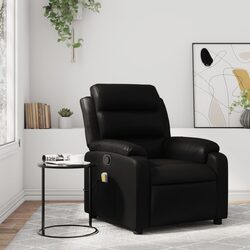 Massage Recliner Chair Black Faux Leather Manual Reclining Armchair Vibration