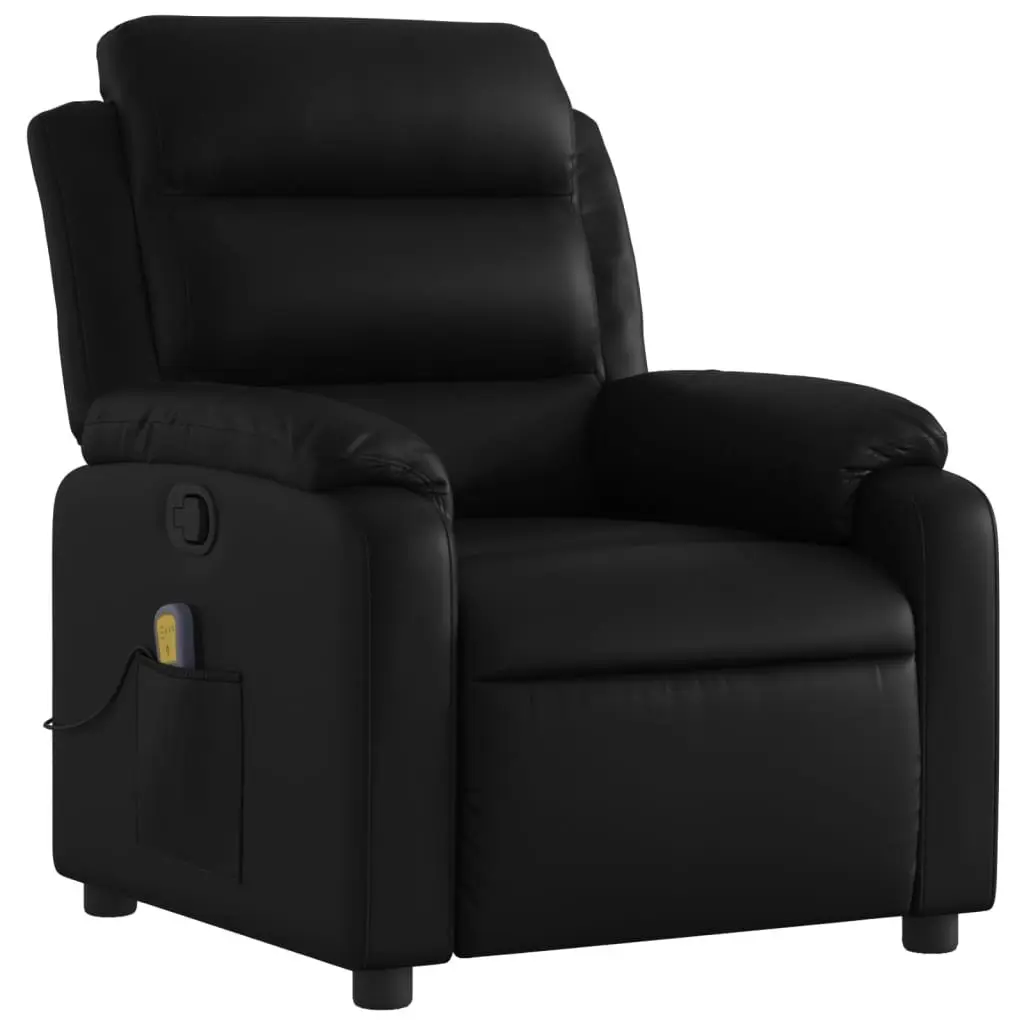 Massage Recliner Chair Black Faux Leather Manual Reclining Armchair