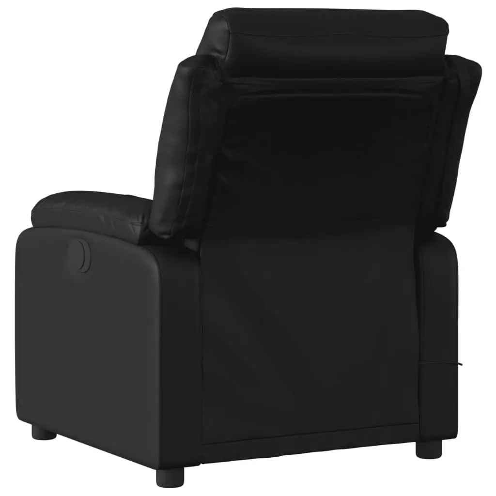 Massage Recliner Chair Black Faux Leather Manual Reclining Armchair