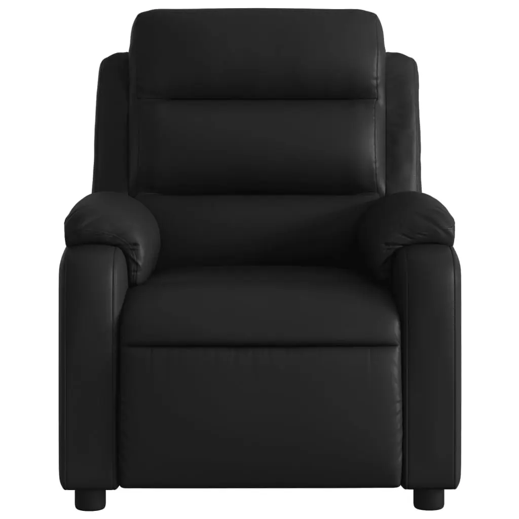 Massage Recliner Chair Black Faux Leather Manual Reclining Armchair