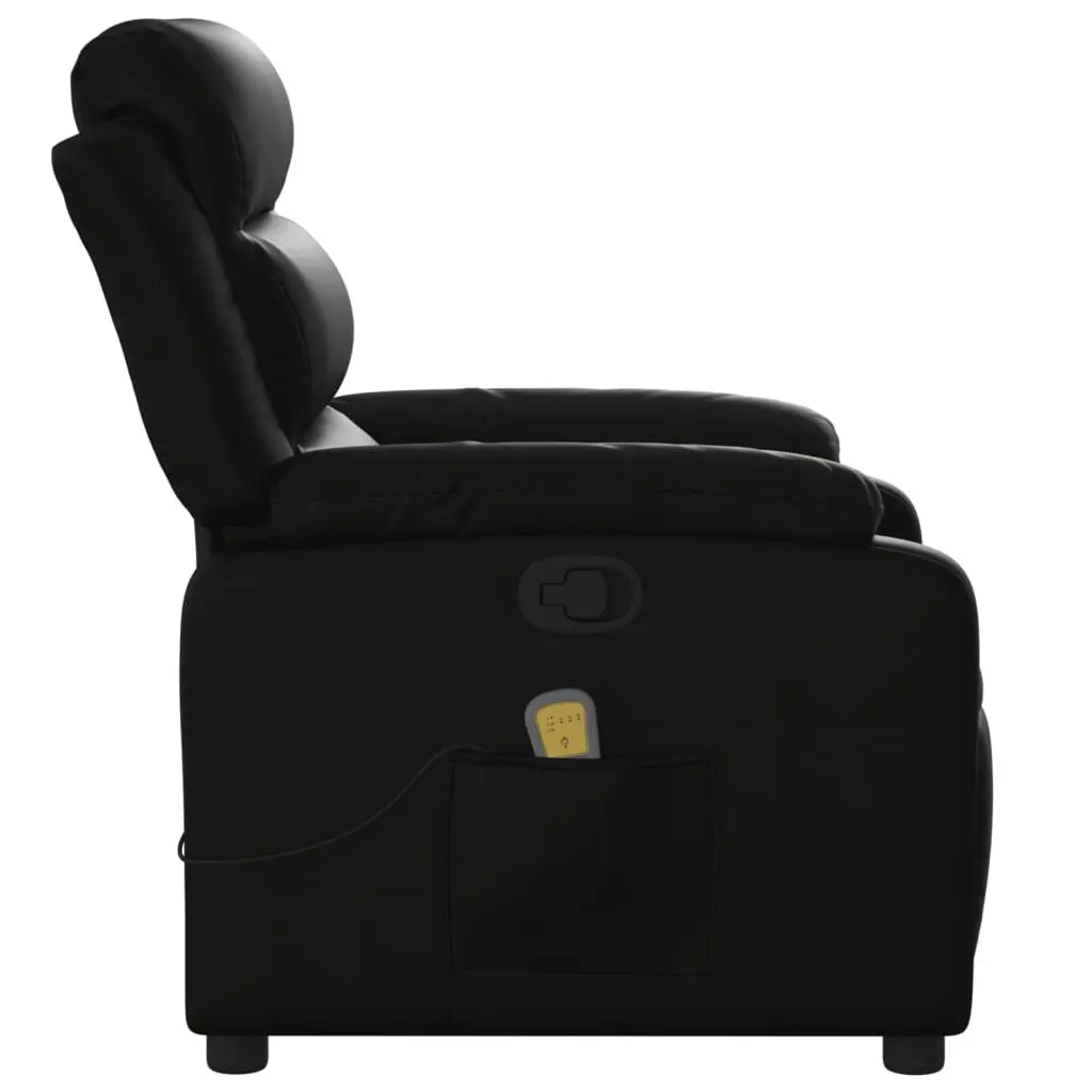 Massage Recliner Chair Black Faux Leather Manual Reclining Armchair