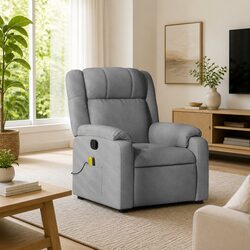 Light Grey Fabric Massage Recliner Chair