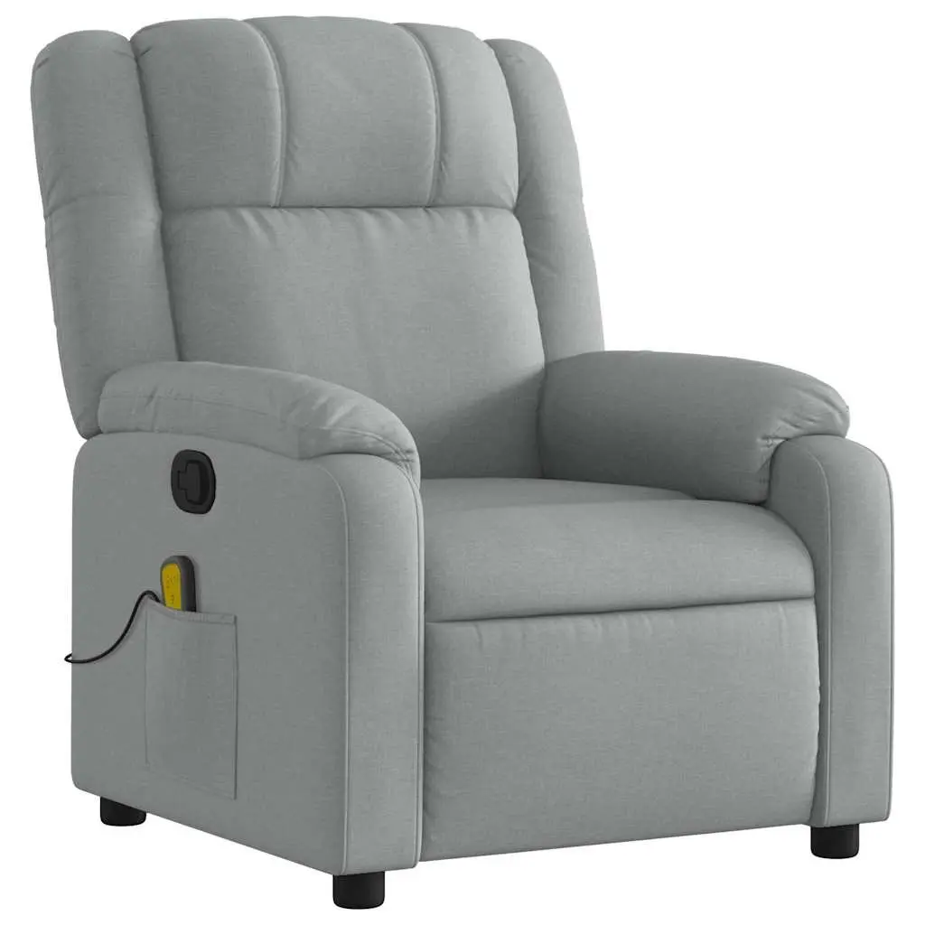 Massage Recliner Chair Light Grey Fabric Manual Reclining Armchair