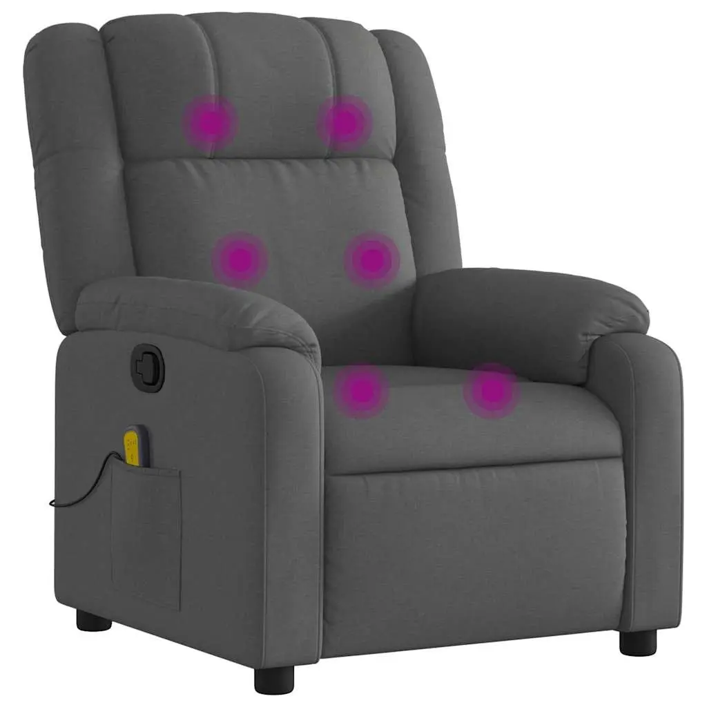 Recliner Chair Fabric Dark Grey Manual Massage Vibration 6 Points