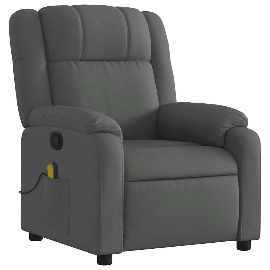 Recliner Chair Fabric Dark Grey Manual Massage Vibration 6 Points
