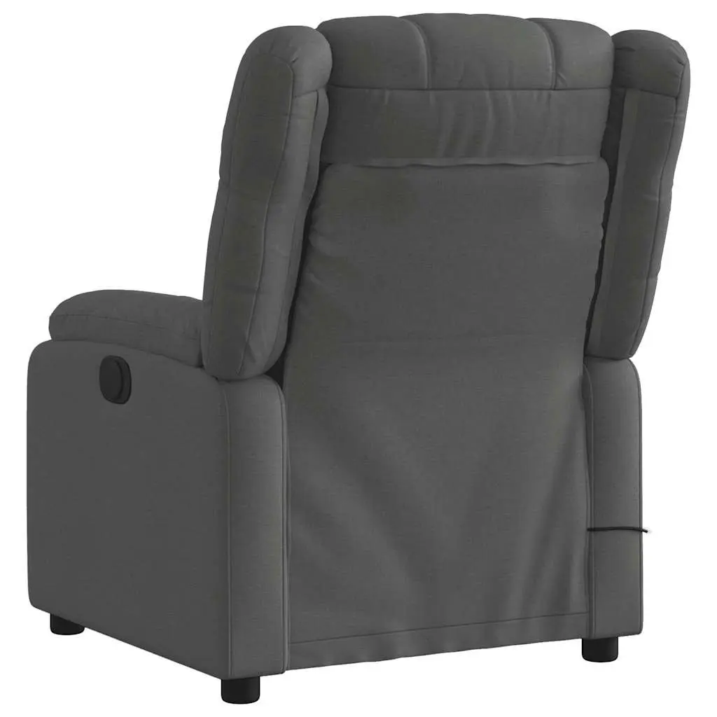 Recliner Chair Fabric Dark Grey Manual Massage Vibration 6 Points