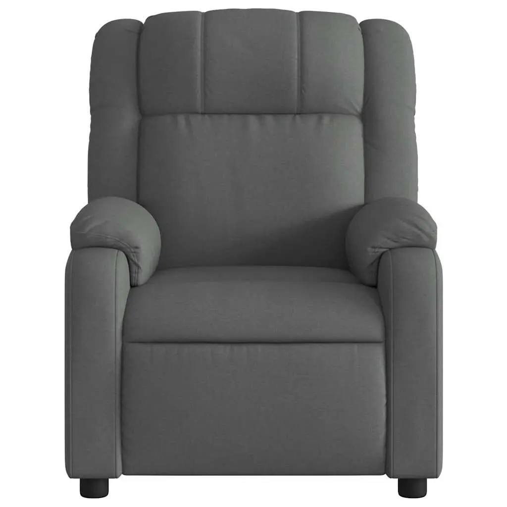 Recliner Chair Fabric Dark Grey Manual Massage Vibration 6 Points
