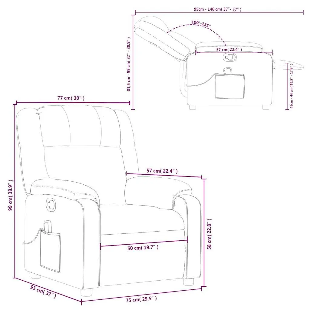 Massage Chair Black Fabric Manual Recline Vibration Armchair