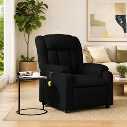 Black Faux Leather Manual Reclining Massage Chair