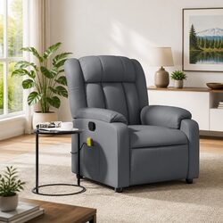 Grey Faux Leather Massage Recliner Chair with Vibration
