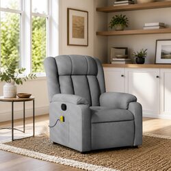 Grey Fabric Massage Recliner Chair with Adjustable Footrest