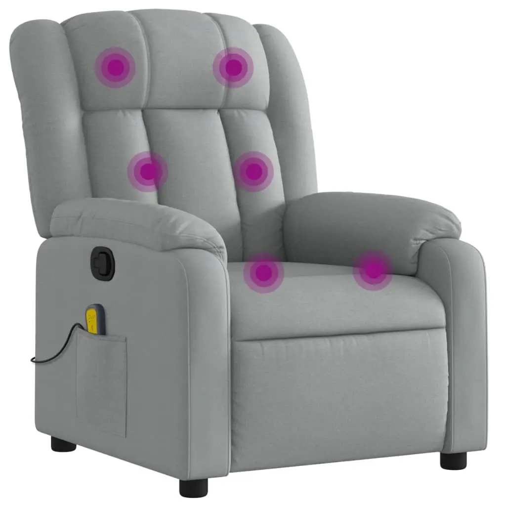 Manual Adjustable Massage Recliner Chair Grey Fabric 135 Degrees Vibration Massage Armchair
