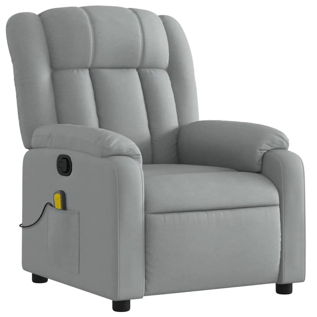 Manual Adjustable Massage Recliner Chair Grey Fabric 135 Degrees Vibration Massage Armchair