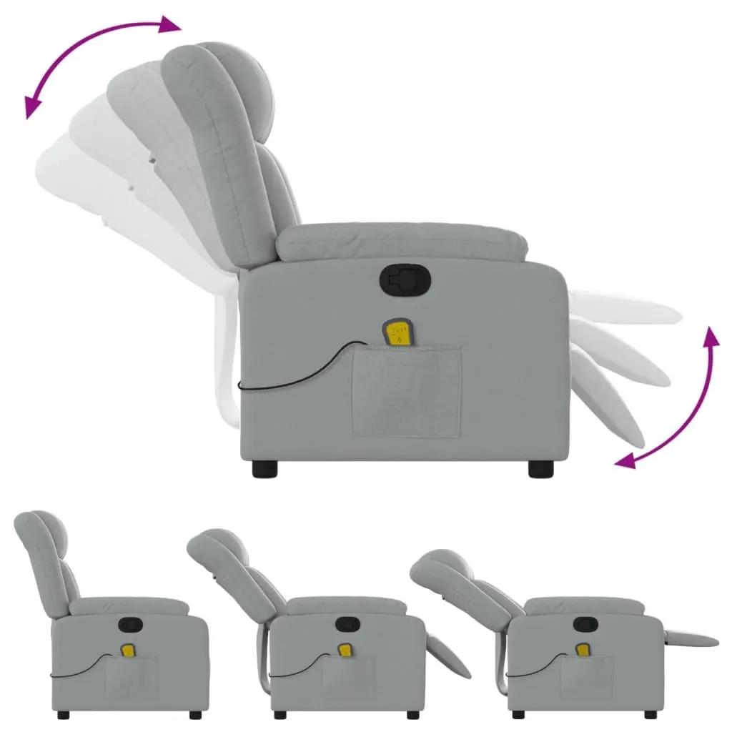 Manual Adjustable Massage Recliner Chair Grey Fabric 135 Degrees Vibration Massage Armchair