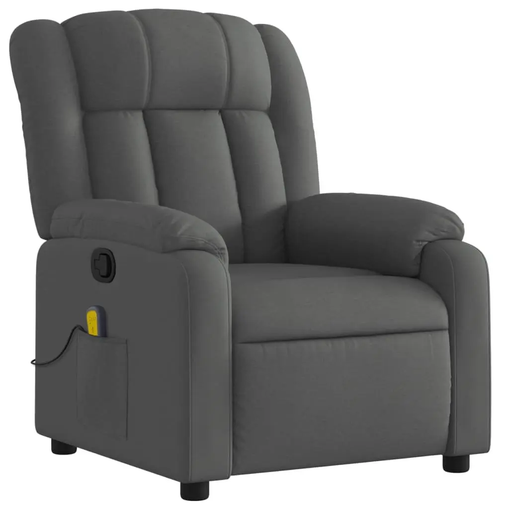 Massage Recliner Chair Grey Fabric Manual Recline 6 Vibration Points Armchair