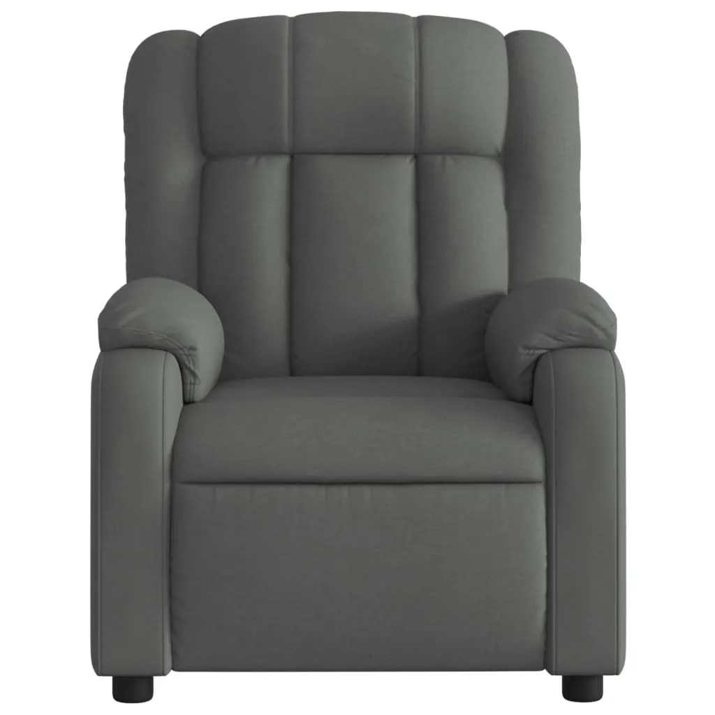 Massage Recliner Chair Grey Fabric Manual Recline 6 Vibration Points Armchair