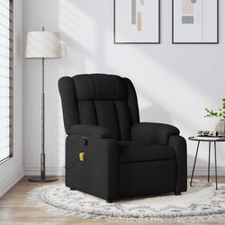 Massage Recliner Chair Black Fabric Manual Armchair Lounge Seat with Vibration