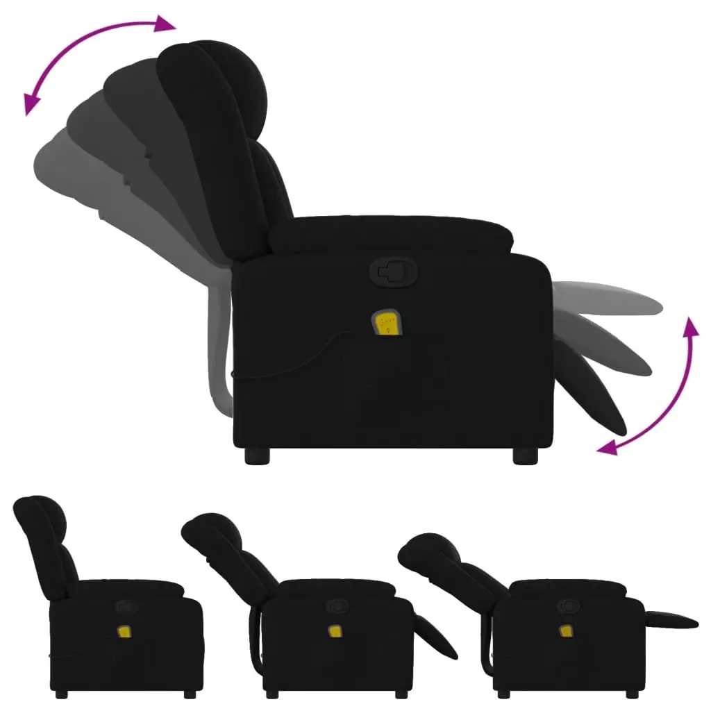 Massage Recliner Chair Black Fabric Manual Armchair 135 Degrees Vibration Massage