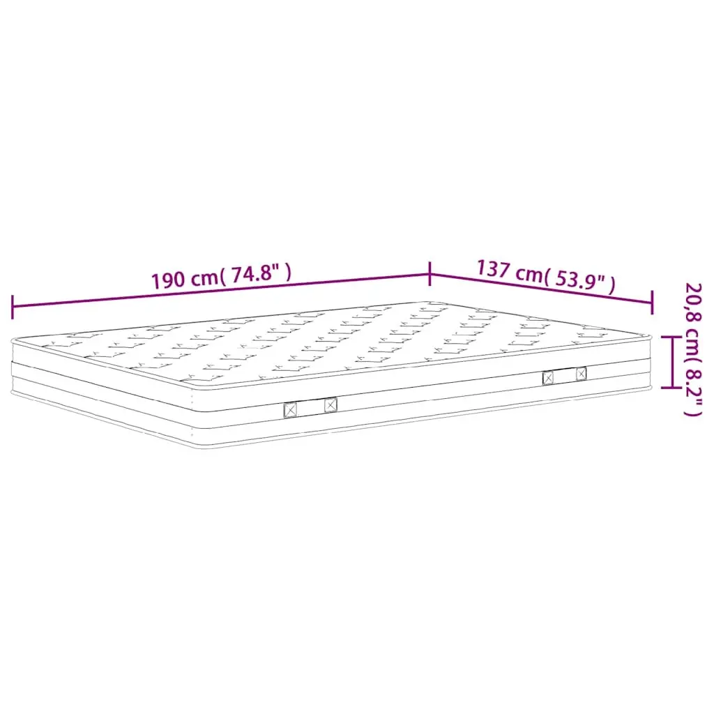 Bonnell Spring Mattress Double Size 137x190 cm Medium Firmness