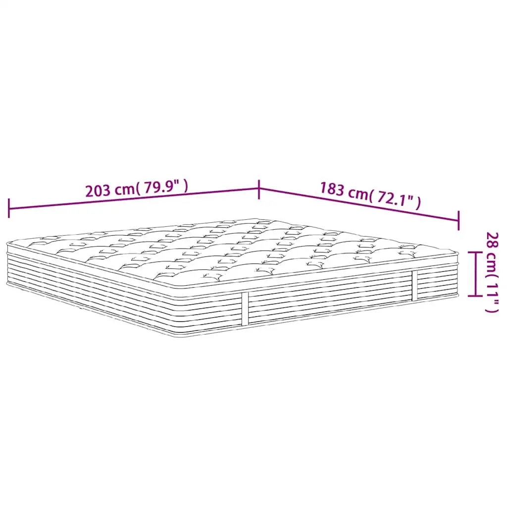 King Size Pocket Spring Mattress 183x203 cm Medium Firmness