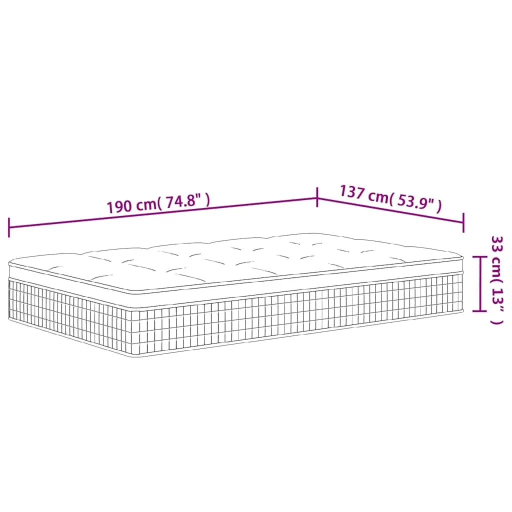 Double Size Pocket Spring Mattress 137x190 cm White