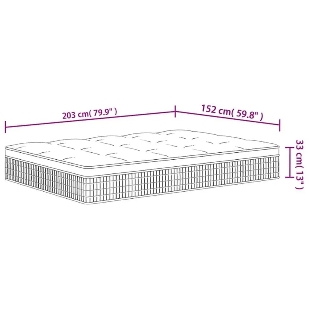 Pocket Spring Mattress Medium Plus Queen Size 152x203cm White Fabric Encased Coil Springs