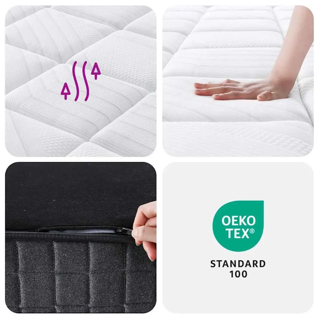 Pocket Spring Mattress King Size Medium Plus 183x203 cm White Bedroom Sleep