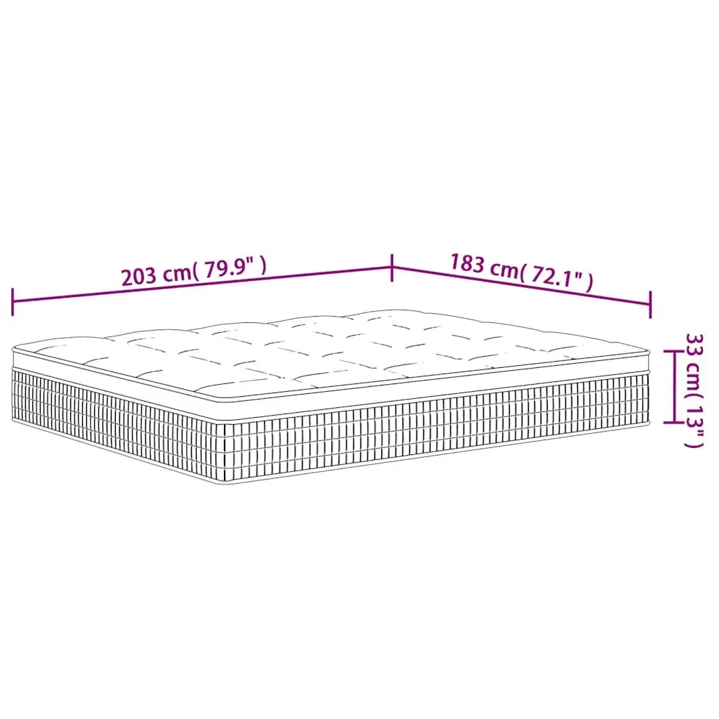 Pocket Spring Mattress King Size Medium Plus 183x203 cm White Bedroom Sleep