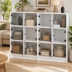 Charming White Bookcase with Glass Doors for Your Home