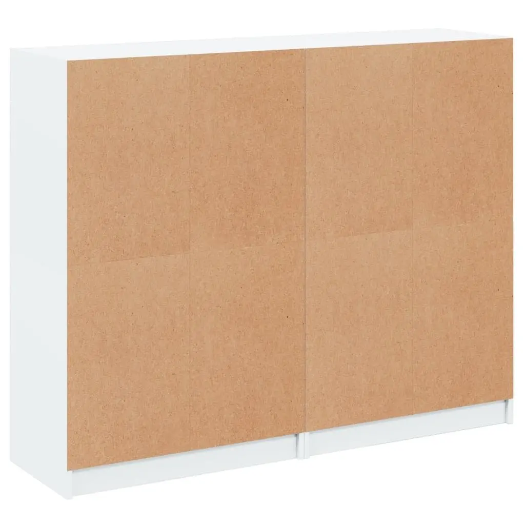 White Bookcase with Glass Doors Storage Cabinet Engineered Wood Shelving Unit