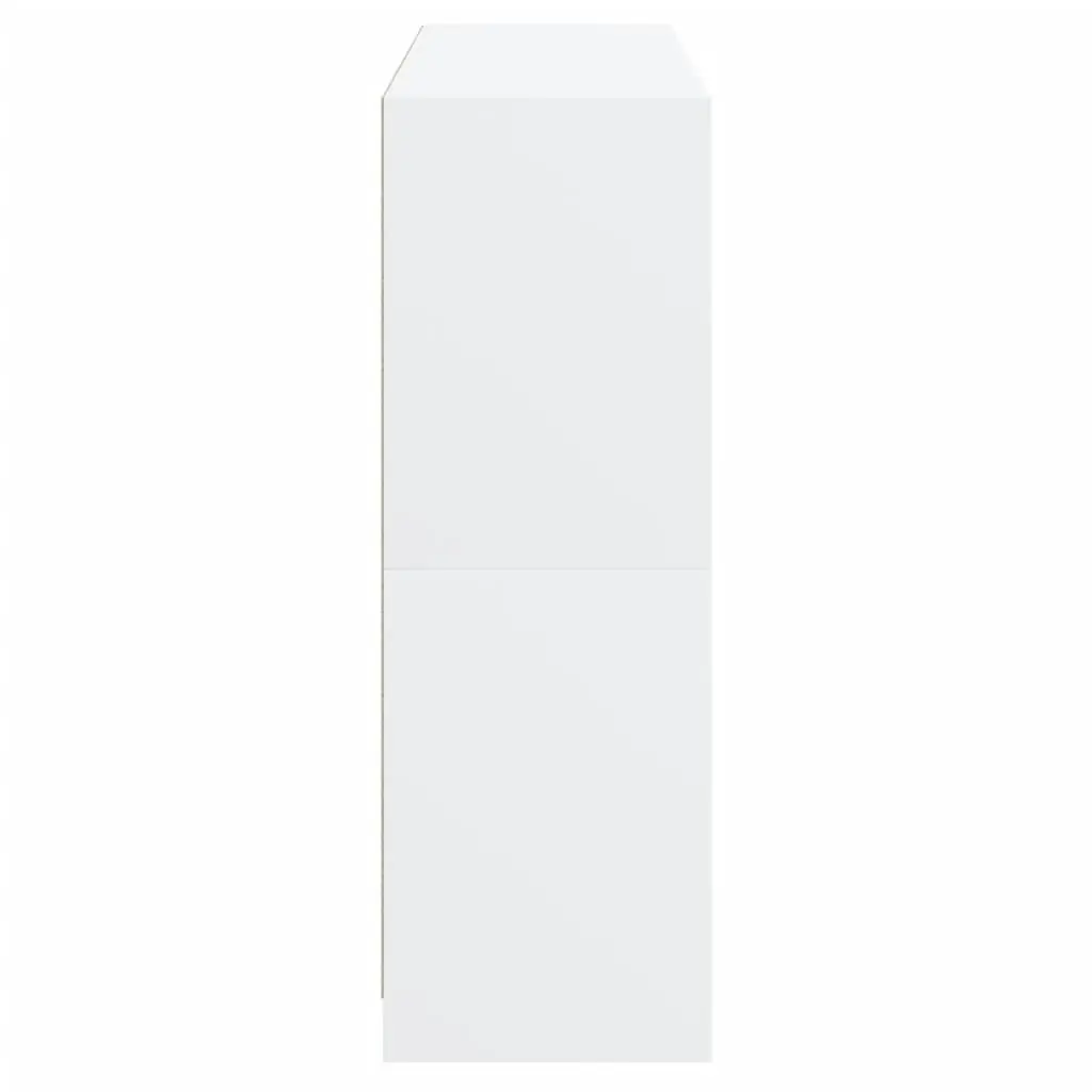 White Bookcase with Glass Doors Storage Cabinet Engineered Wood Shelving Unit