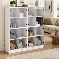 Stylish White Bookcase with Glass Doors for Your Living Space