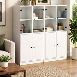 Charming White Bookcase with Doors for Your Living Space