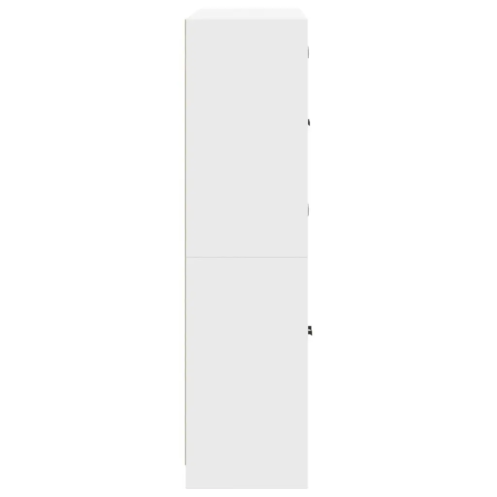 White Bookcase with Doors Engineered Wood Storage Cabinet 136W x 37D x 142H cm