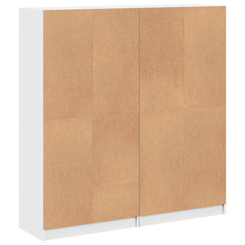 White Bookcase with Doors Engineered Wood Storage Cabinet 136W x 37D x 142H cm
